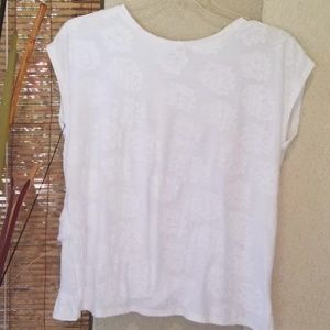 LOFT White Floral Textured Top